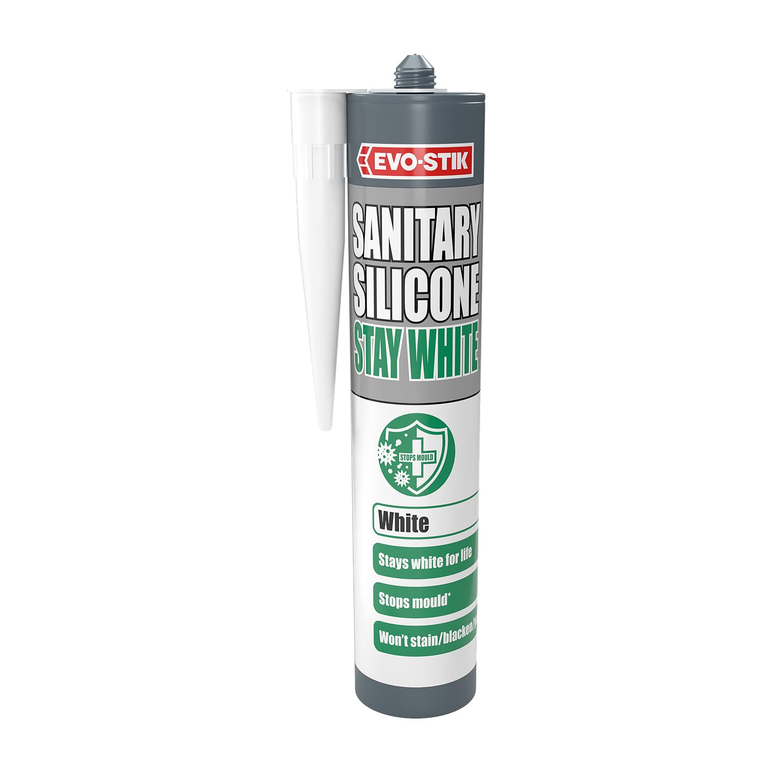 EVO-STIK Sanitary Silicone Stay White - 280ml - Premium Sanitary Sealant