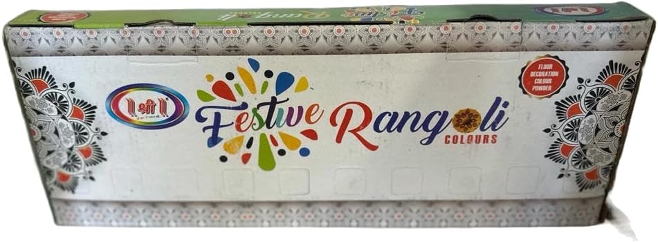 Set of 10 Rangoli Colour Powder Bottles, Rangoli Powder for Floor Rangoli, Rangoli Making Tools Kit - Diwali Decoration