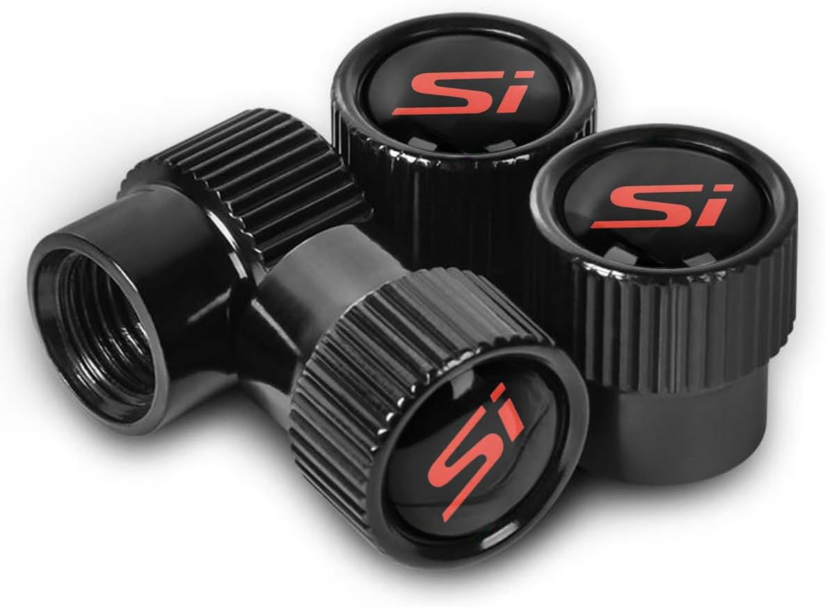 Car Tire Valve Stem Caps Metal Air Valve Cap for Honda Civic SI Accessories,Corrosion and Wear Resistance,4Pcs (SI)