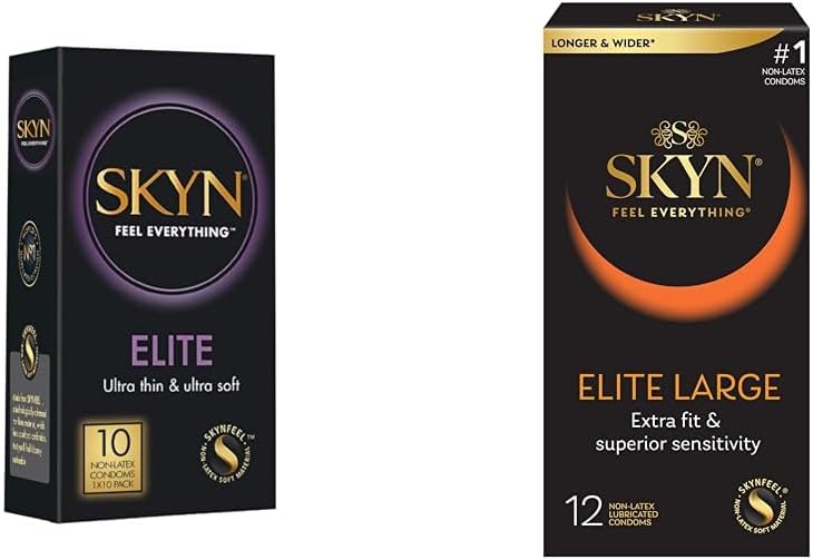 SKYN Elite Condoms 10 Count and SKYN Elite Large 12 Count Non-Latex Condom Bundles