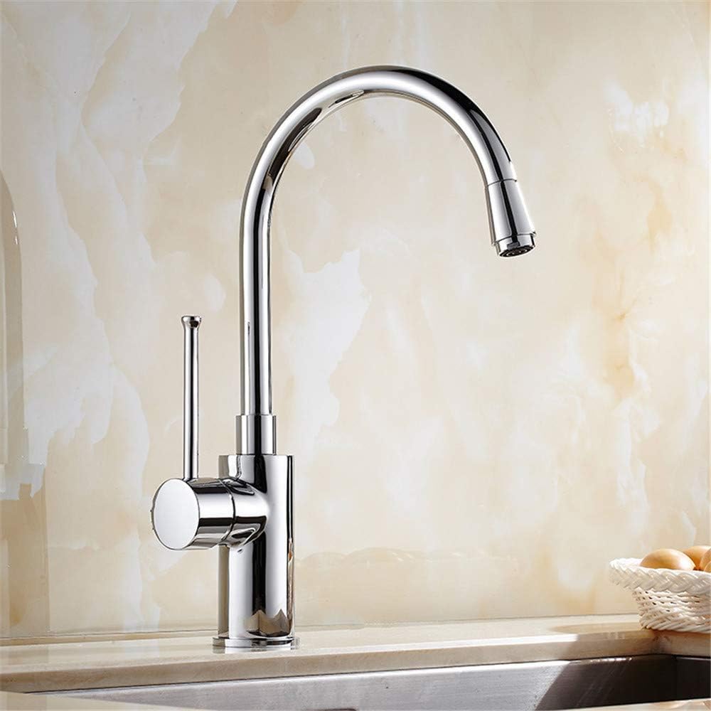 Antique Kitchen Faucet Polished Chrome 360Kitchen Sink Faucet of The Rotatable Elbow Leader with Aerator Single Handle Lead-Free Health Leader Hot and Cold Water Mixer Tap