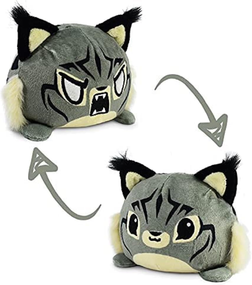 TeeTurtle - The Original Reversible Wild Cat Plushie - Lynx - Cute Sensory Fidget Stuffed Animals That Show Your Mood