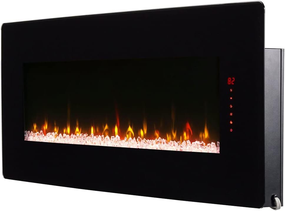 Dimplex Winslow Wall Mounted Electric Fireplace, 48" Inch, Black, 1400W - Modern Wall Electric Fireplace with Heater, Multiple Media Options, Remote Control - Slim Fireplaces for Living Room, Bedroom