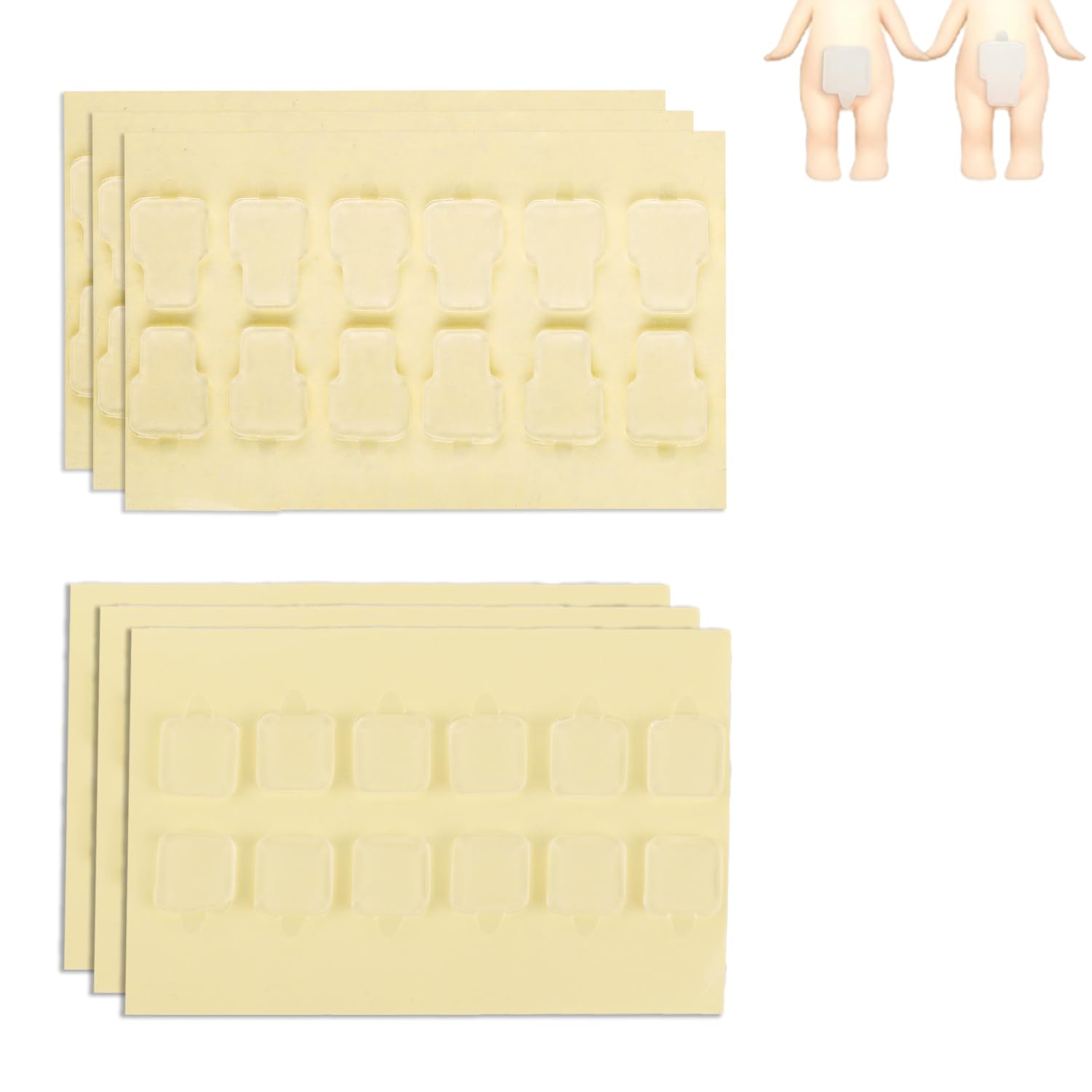 72pcs Adhesive Tape for Sonny Angel Hipper, Double-Sided Clear Glue Sticky Putty Removable Mini Figures Sticker Pads Replacement Residue-Free & Secure Hold for DIY Decor