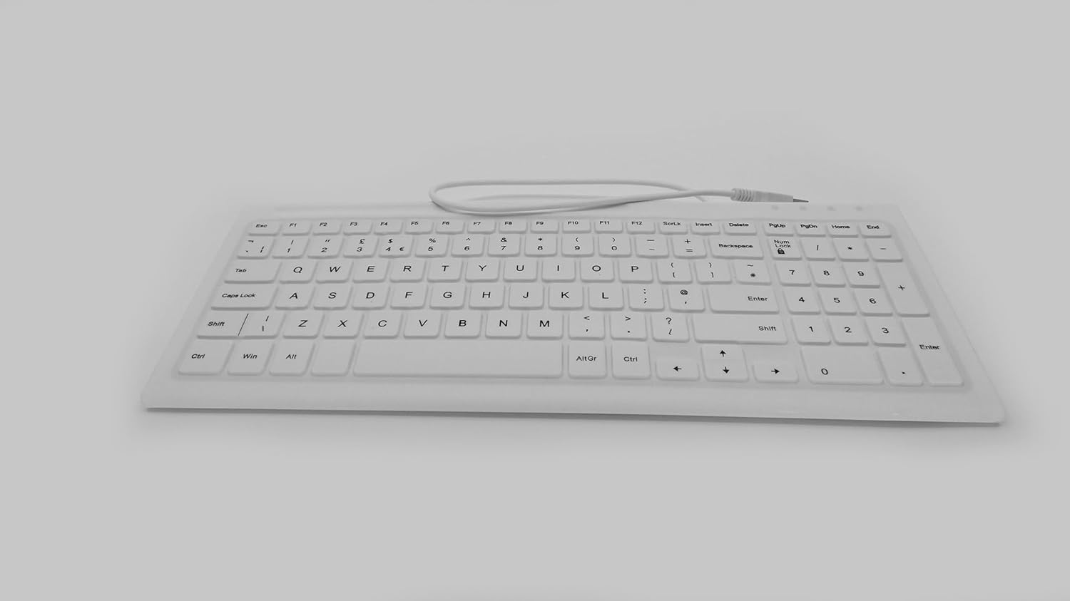 Accuratus AccuMed 103 - USB Compact Fully Sealed IP68 Washable Medical Keyboard - White