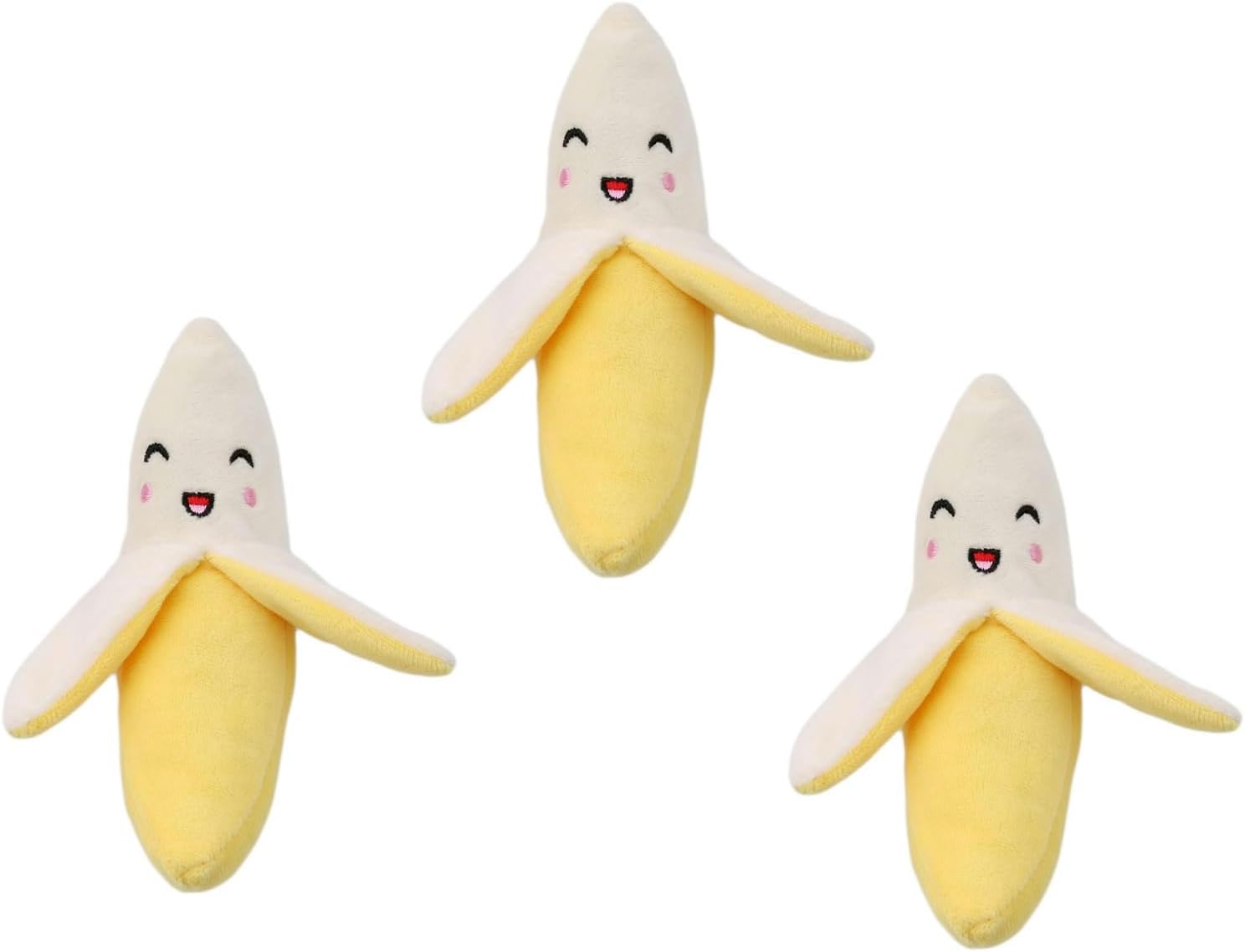 3 Pieces Yellow Banana Plush Squeeze Squeaker Puppy Dog Toys Plush Chew (Banana) Dog Squeak Toys