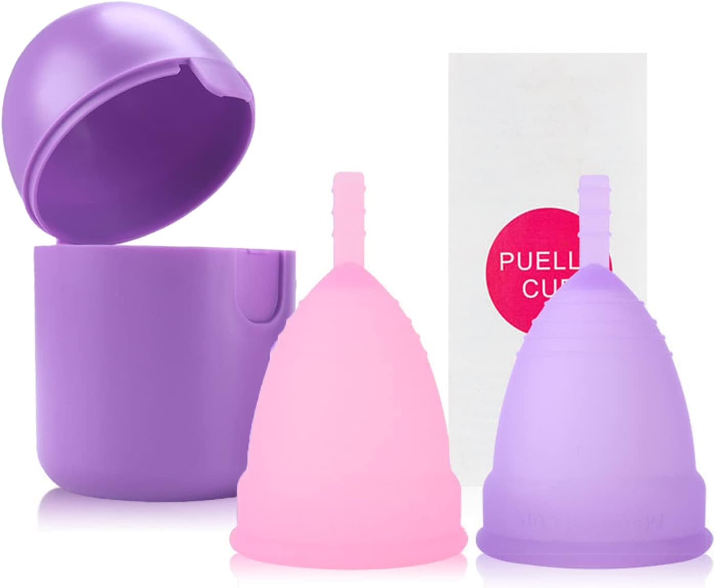 PATILWON Menstrual Cups 2 Pack Period Cup, with Micro-Wave Oven Box Holder