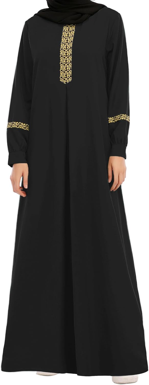 WSPLYSPJY Womens Muslim Abaya Dress Zipper Islamic Robe Pockets Maxi Prayer Clothes with Hijabs