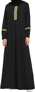 WSPLYSPJY Womens Muslim Abaya Dress Zipper Islamic Robe Pockets Maxi Prayer Clothes with Hijabs