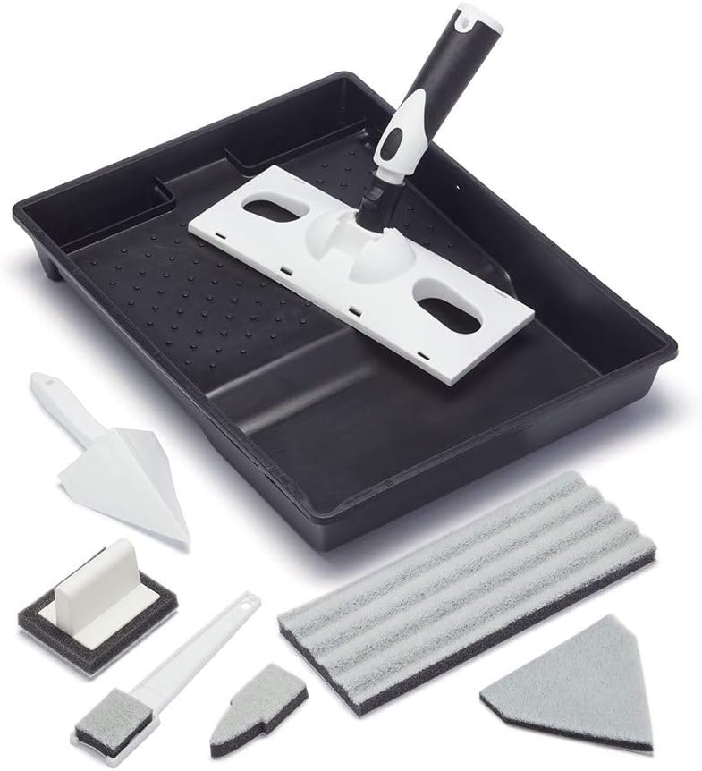 Harris Seriously Good Walls & Ceilings Paint Pad Set | Handle, Large Corner Edging Window, Extended Sash Pad & Tray | Cutting in | 9"