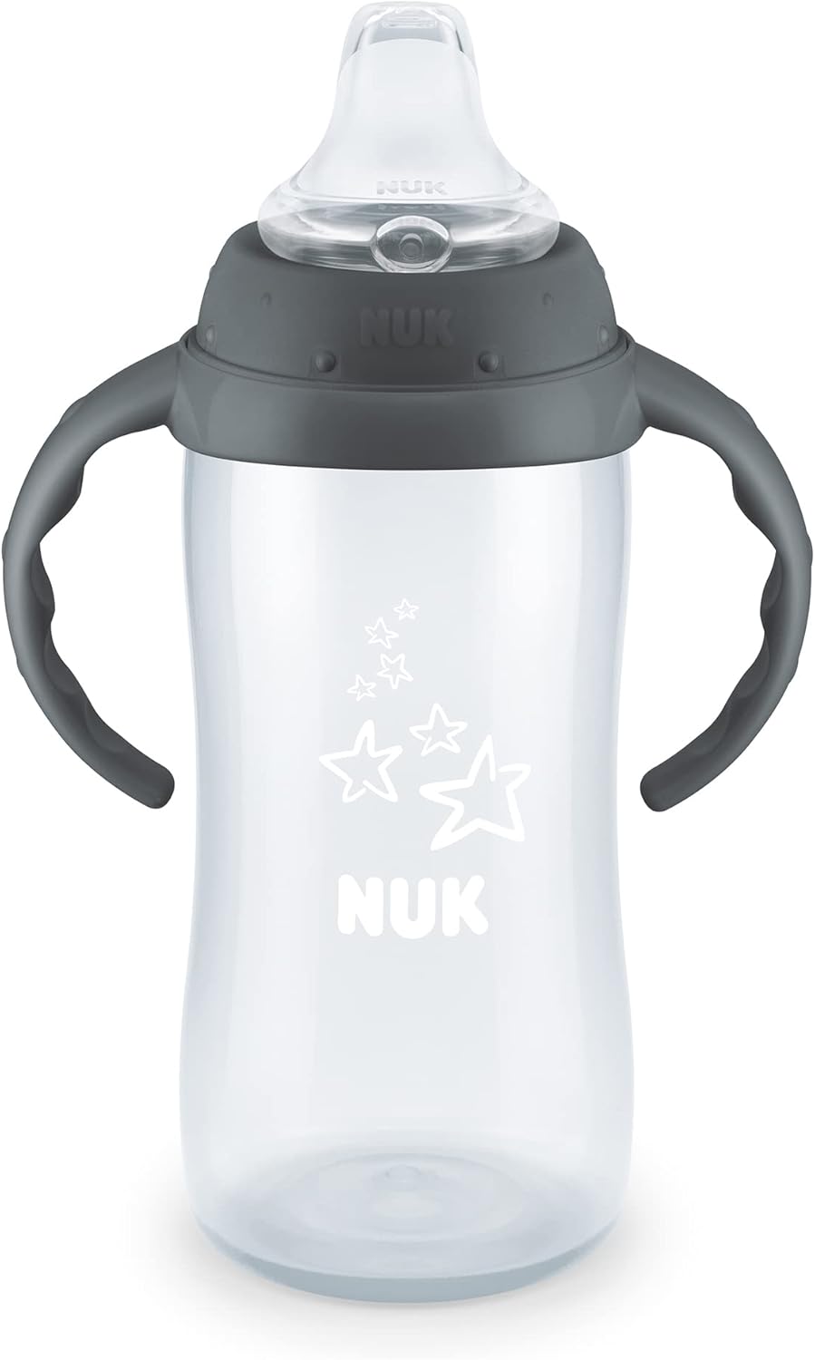NUK Learner Cup, 10 Ounce, Tritan Gray Star – BPA Free, Spill Proof Sippy Cup