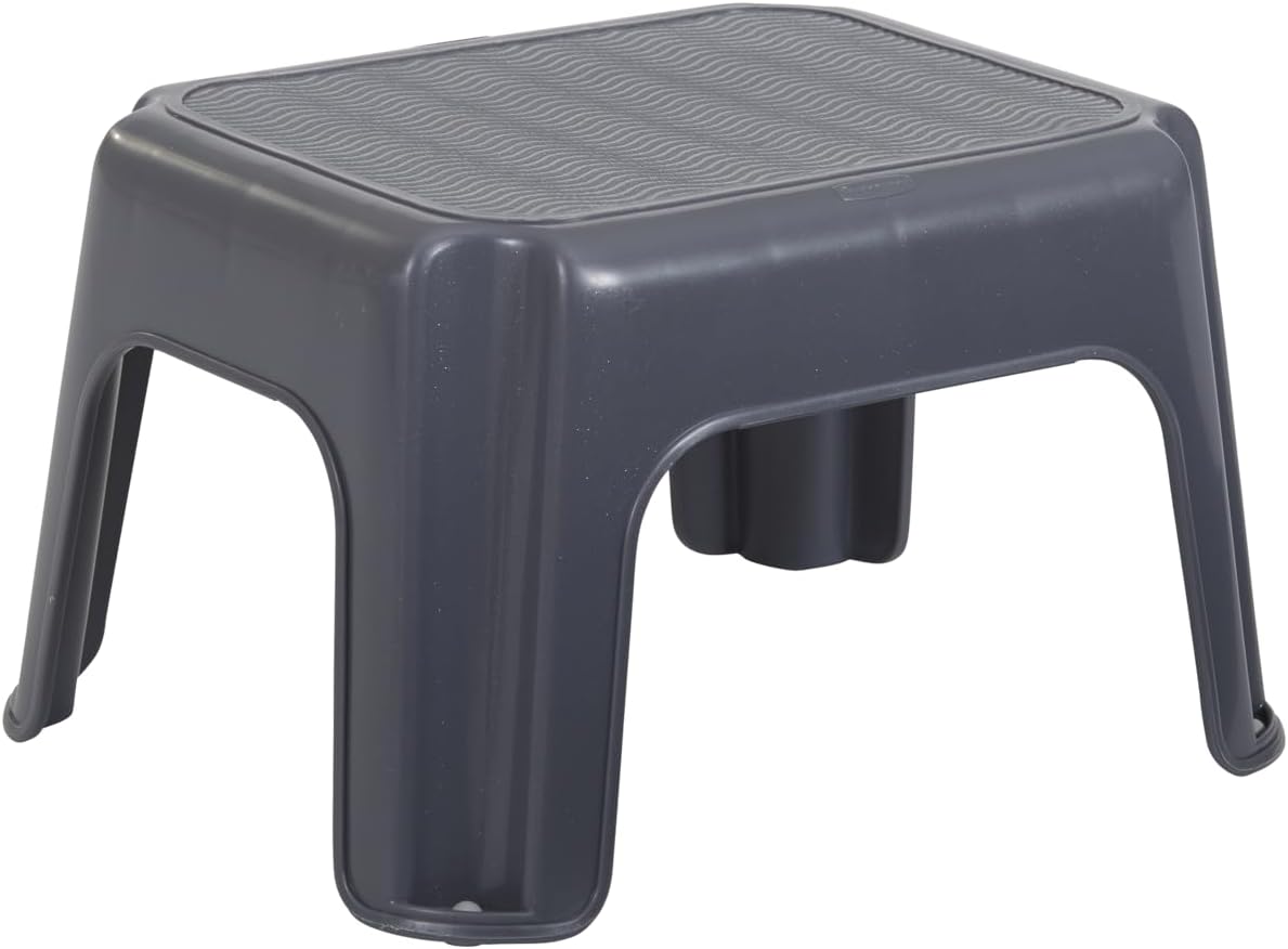 Rubbermaid One-Step Stool Bisque Holds up to 200 Pounds 7" Height Gray Durable Step Stool for Kids/Bathroom/Home/Office/Garage