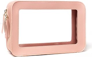 Clear Makeup Bag Small, Small Cosmetic Bags for Women Clear Makeup Case TSA Approved Toiletry Bag for Travel, Clear Mini Clear Make Up Pouch with Clear Windows Car Organizer Storage Bag