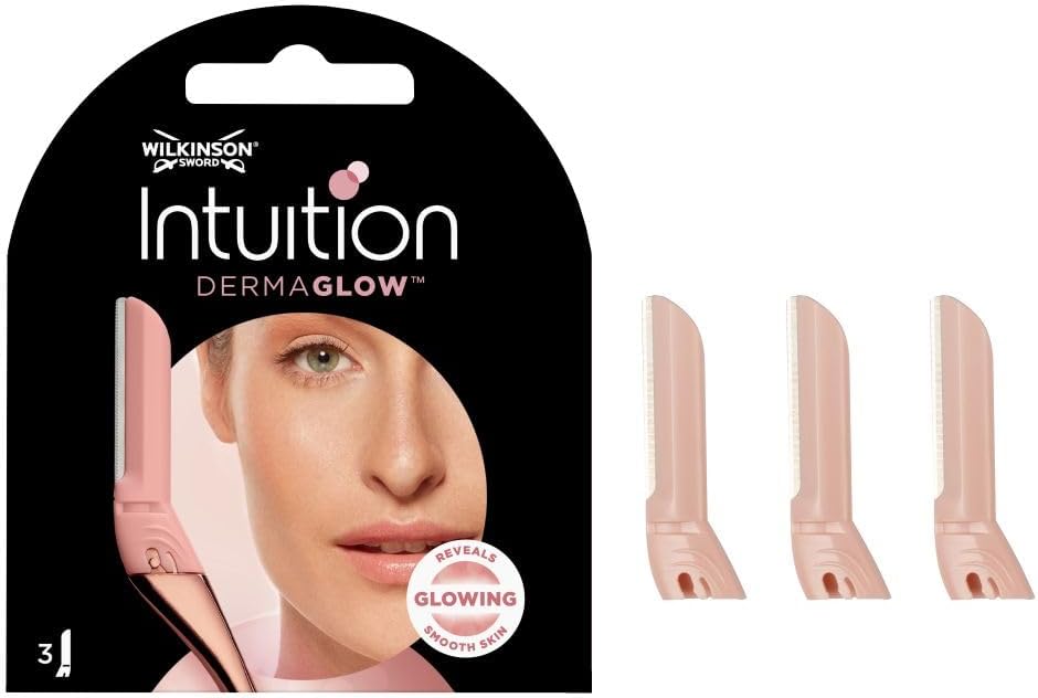 WILKINSON SWORD - Intuition Dermaglow For Women | Facial Hair Remover and Exfoliating Dermaplanning tool | Pack of 3 Blade Refills