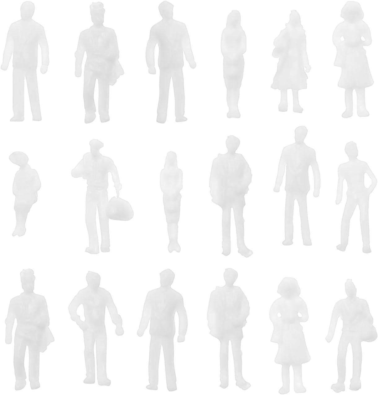 OTOTEC 100Pcs 1:100 White People Unpainted Figures Exquisite Miniature Character Models Decorative Accessories for DIY Making Mini Dollhouse Building