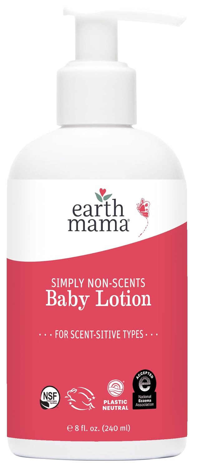 Earth Mama Natural Non-Scents Baby Lotion with Organic Calendula, 8-Fluid Ounce