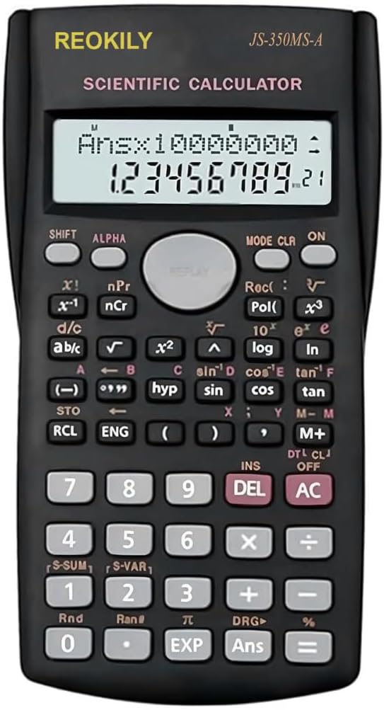 JS-82MS-A Handheld Multi-Function 2-Line Display Digital LCD Scientific Calculator School Secondary For Science Maths Stationary Calculater 240 Calculations Function Protective Auto Power Off