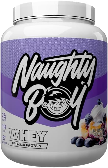 Naughty Boy Advanced 100% Whey Protein Powder. Muscle Building & Recovery Shake with Optimum Taste & Mixability. Low Sugar. (Blueberry Cobbler, 2010 g)