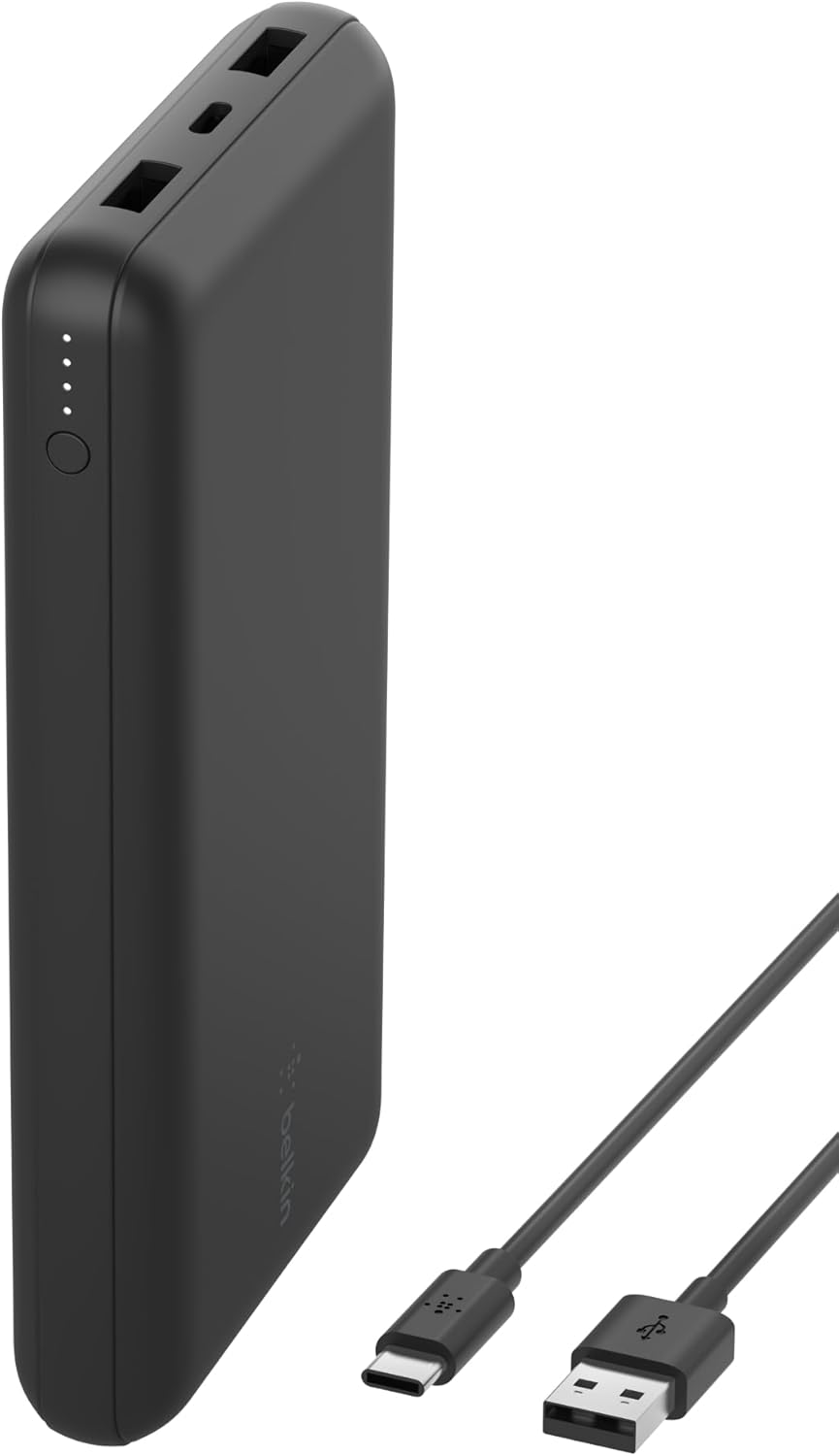 Belkin USB C Portable Charger 20000mAh, 20K Power Bank with USB Type C Input Output Port and 2 USB A Ports with Included USB C to A Cable for iPhone, Galaxy, Pixel, iPad, AirPods and More – Black