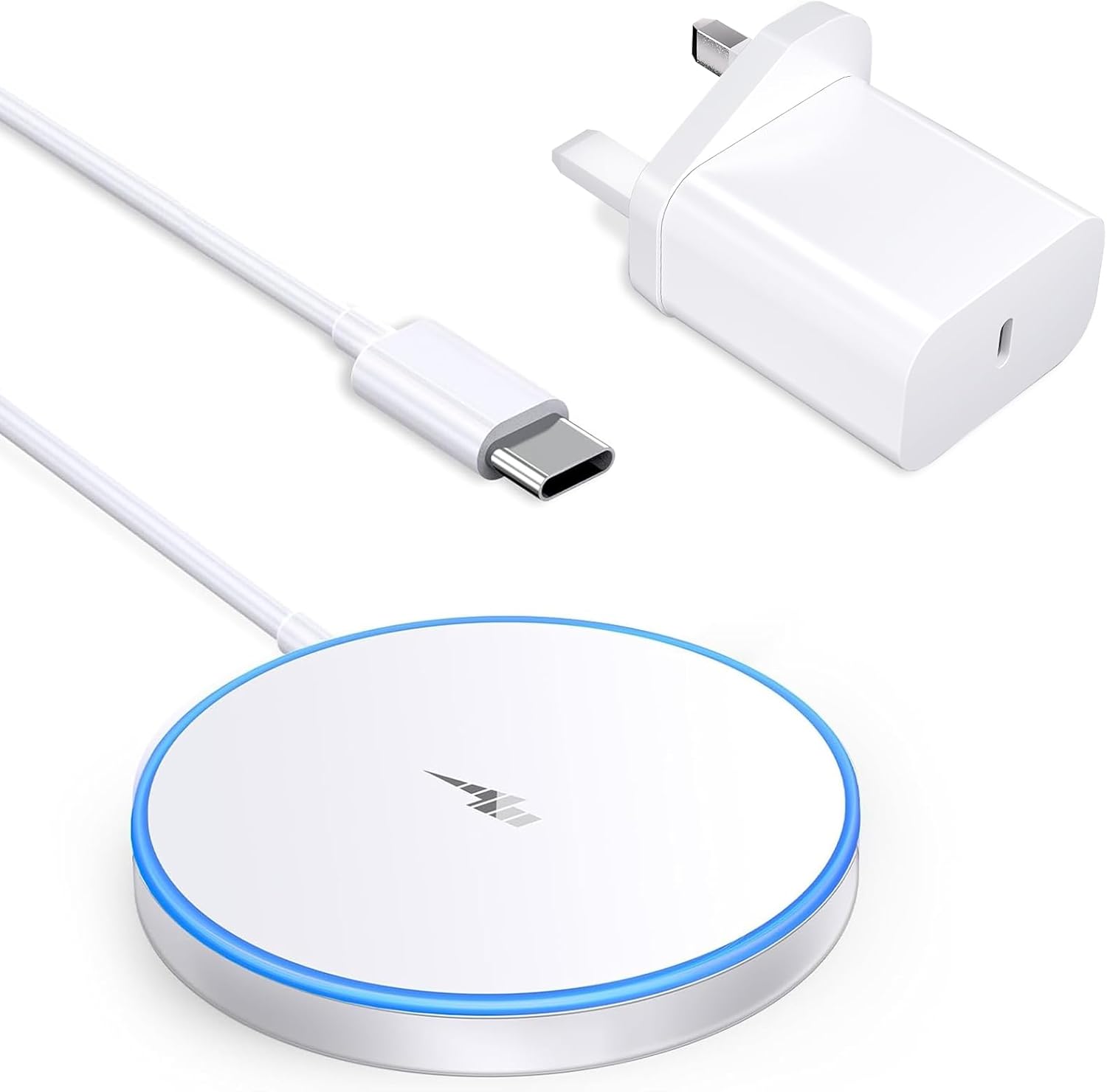 Magnetic Wireless Charger with 20W Fast Adapter, Mag-Safe Charger for iPhone 16/15/14/13/12 series, AirPods 4/3/2/Pro, Wireless charger with LED, compatible with Apple chargers