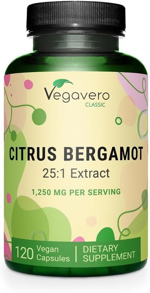 Citrus Bergamot Supplement | 1250 mg Extract (25:1) | 120 Capsules | Supports Normal Cholesterol, Heart & Healthy Aging* | NO Artificial Additives & Vegan
