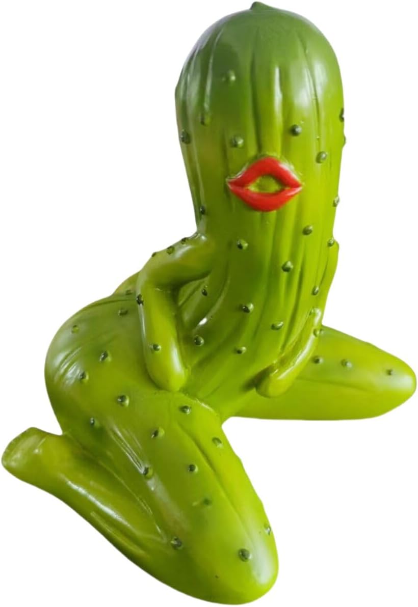 Sexy Pickle Cucumber Resin Statue - 4.73" Funny Desk Decor - 3D Cute & Sexy Cucumber Statue, Kawaii Home Office Shelf Decoration (Green Novelty Gift)