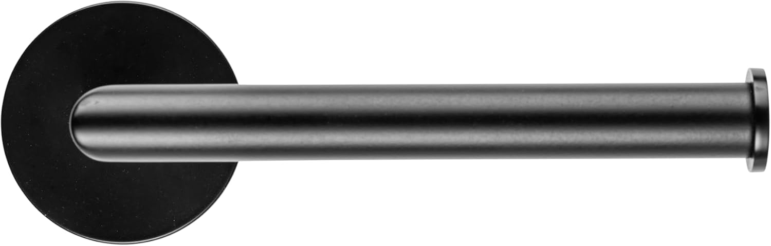 Croydex Flexi-Fix Epsom Toilet Roll Holder, No Drill Installation Black Bathroom Accessories, Matt Black, Part of Matching Range, Use Existing Holes, High Strength Adhesive - All Fixings Included