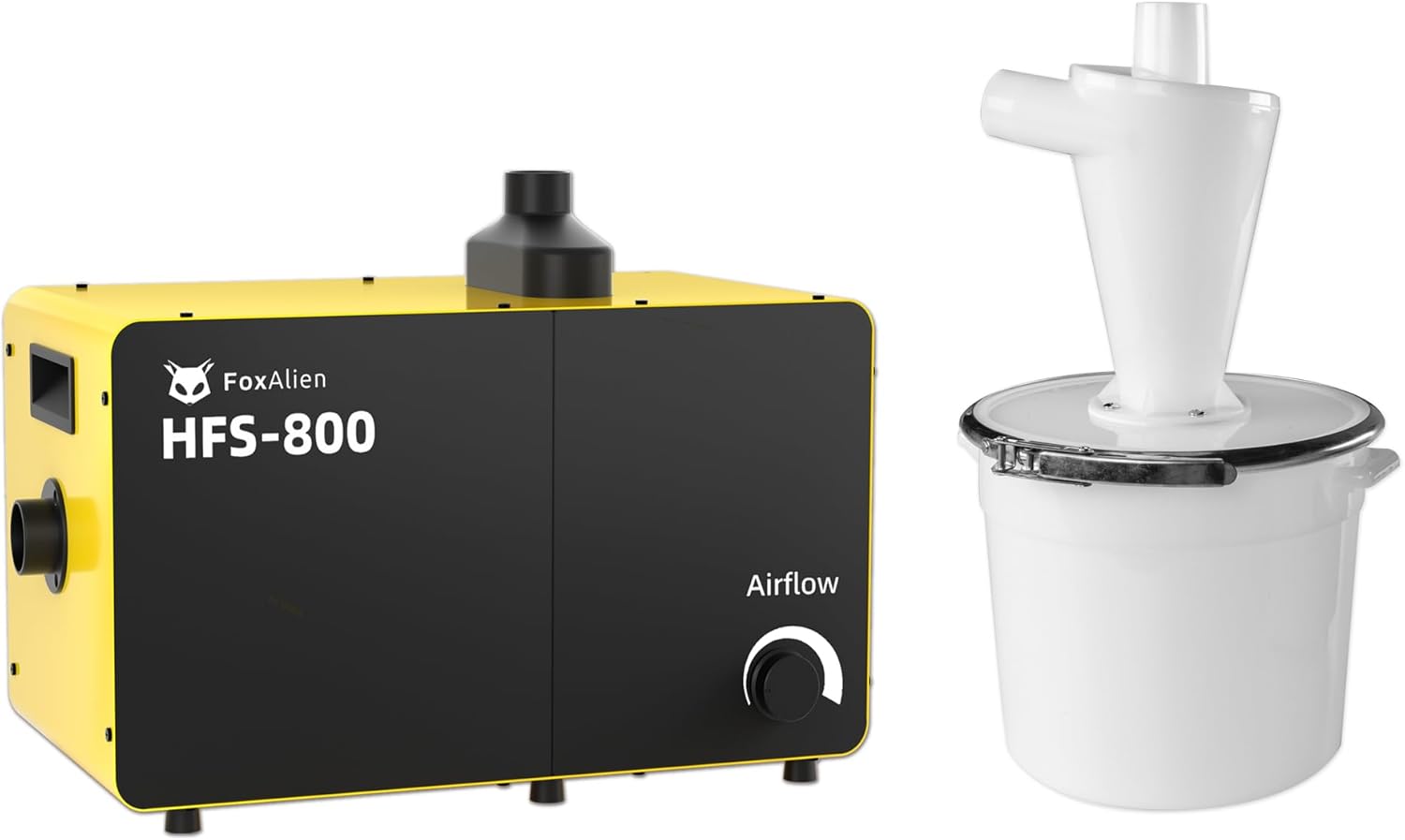 FoxAlien 800W Desktop Dust Collector HFS-800 with Dust Seperator for CNC Cutting Woodworking, Air Filtration System with HEPA and Carbon Filter, Air Flow Adjustable