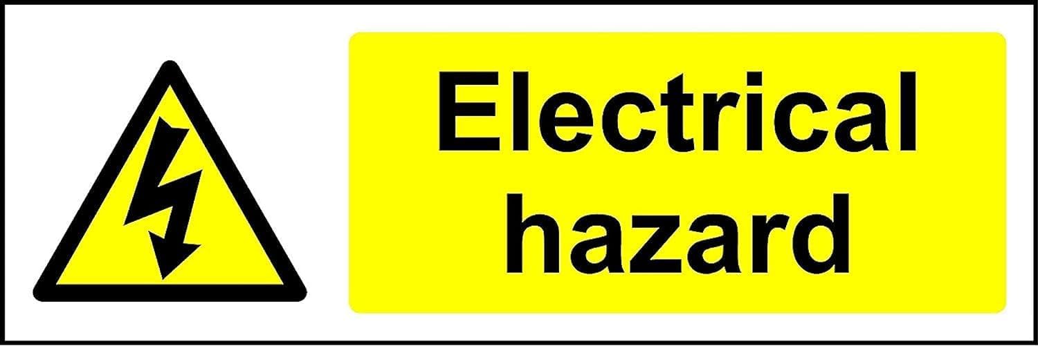 Warning Electrical hazard safety sign - Self adhesive sticker 150mm x 50mm Case (Pack of 20)
