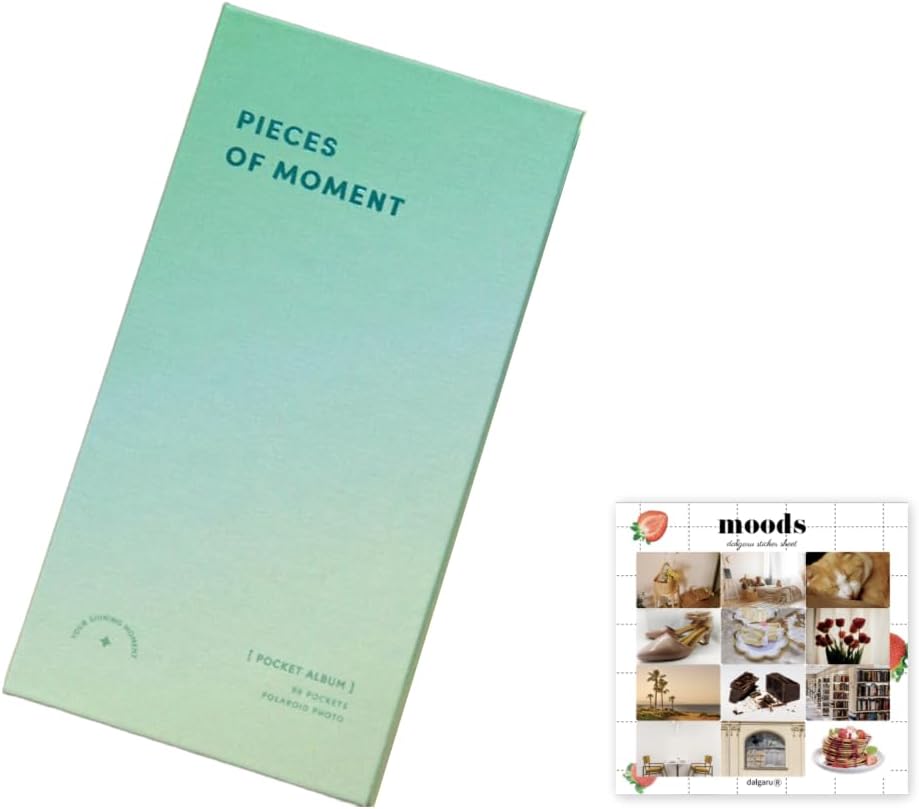 Aesthetic Simple Korean Hard Cover Polaroid Photo Album Collect Book for kpop photocards, polcos, business cards, trading cards, couples - 24 sheets, 96 sleeves in 4 Colors (Forest)