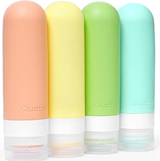 Quatish Travel Bottles for Toiletries【Original Patented】, 3 oz Tsa Approved Leak Proof Travel Size Containers, Silicone Shampoo and Conditioner Bottles, 4 Pack Travel Size Bottles, Multi-Color