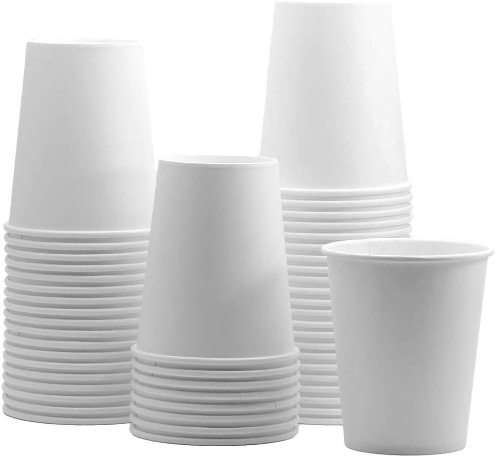 GUSTO [8 oz. - 240 ml - 100 Count Disposable White Paper Cups, Hot Coffee Cups - Eco-Friendly Hot Cups - Formerly Comfy Package
