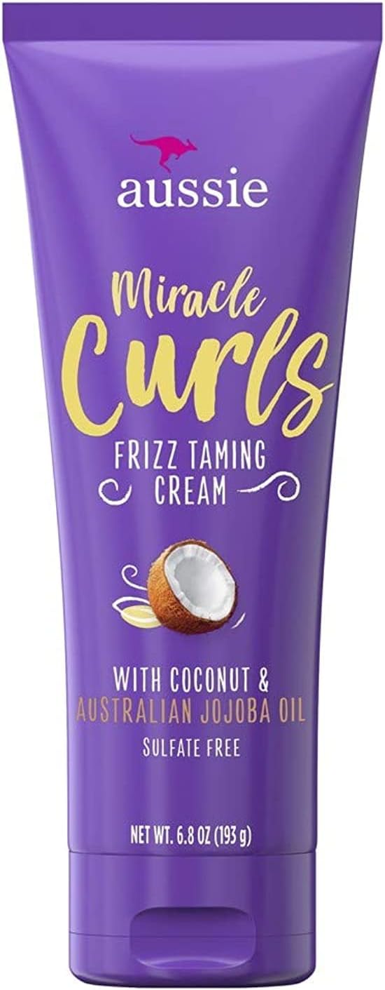 Aussie Miracle Curls Frizz Taming Cream 6.8 Ounce (Coconut & Jojoba Oil) (2 Pack)