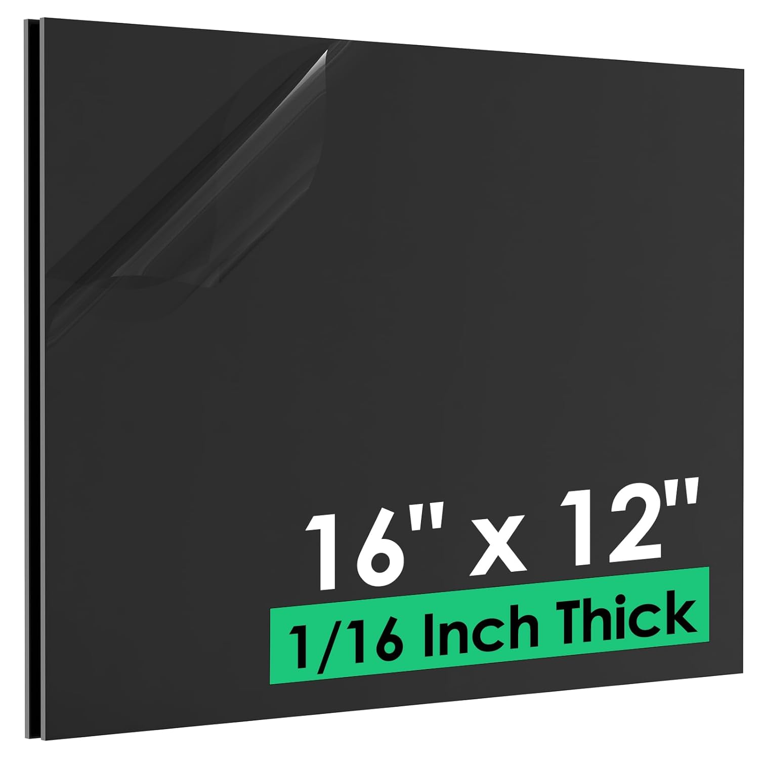 ABS Plastic Sheet 1/16" x 16" x 12", 2 Pack Black Rigid Thermoplastic Board for Crafts, DIY Projects, Dual-Surface (Textured & Smooth)