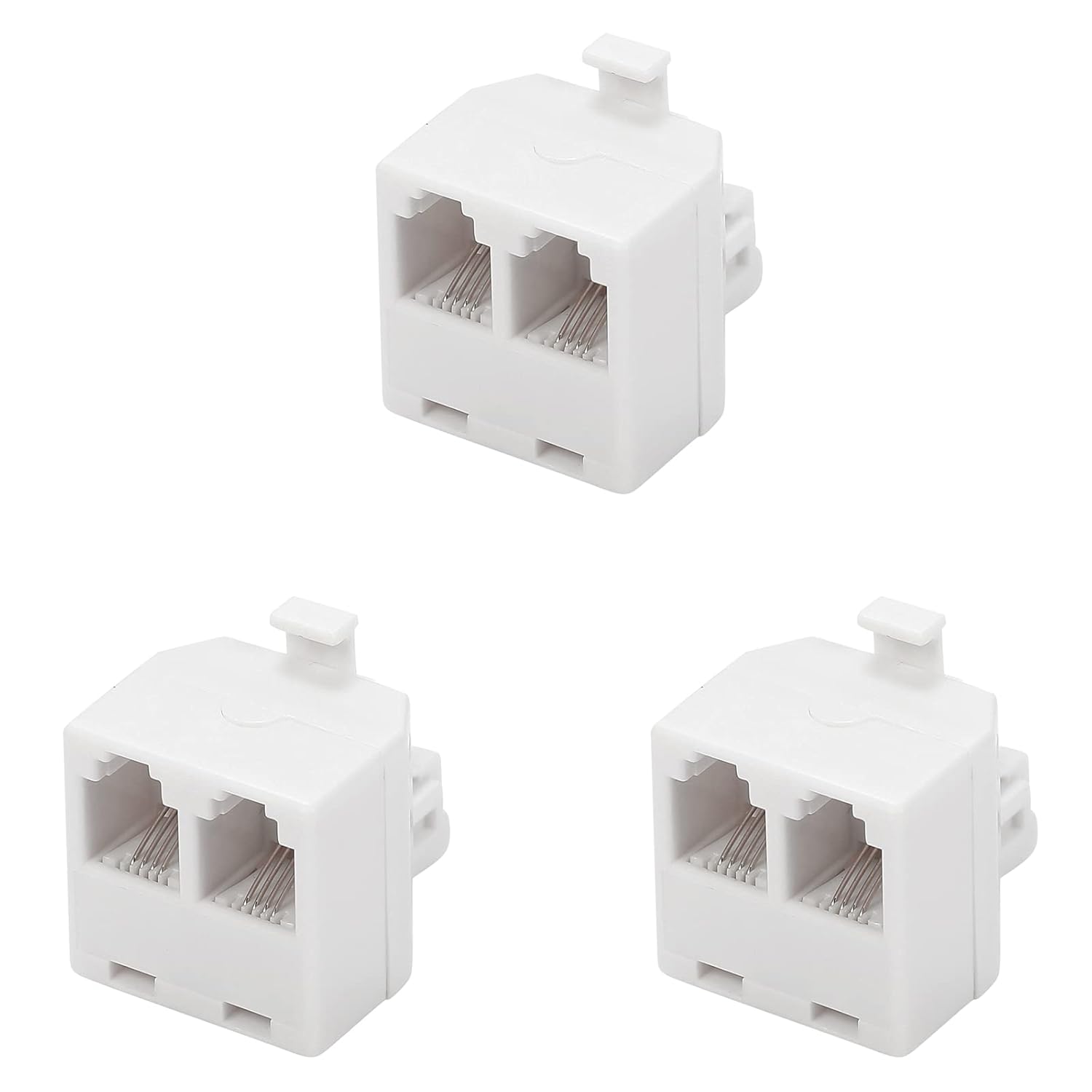Vthahaby Duplex Jack Phone Wall Adapter-1 to 2 Modular Wall Jack Phone Line RJ11 Converter Adapter Splitter for Home Office ADSL DSL Fax Model Cordless Phone System (2 Way Splitter(3Pack))