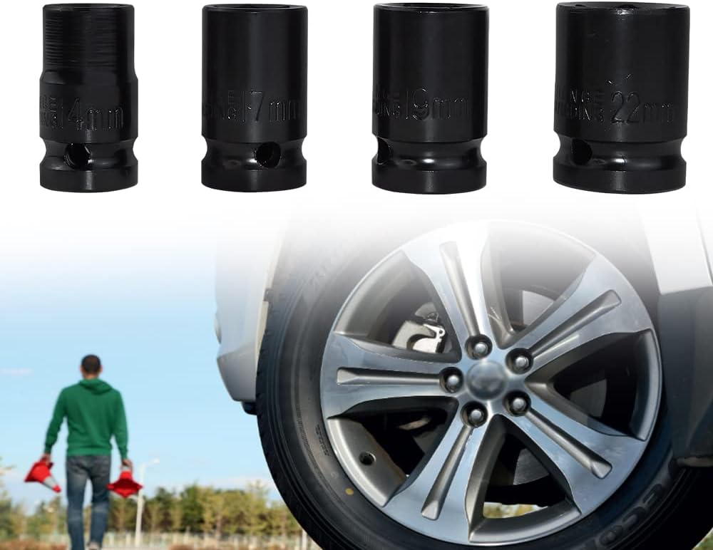 Impact Socket Set 1/2 inch Square Drive Metric 4pcs 14mm 17mm 19mm 22mm Wrench Socket Set