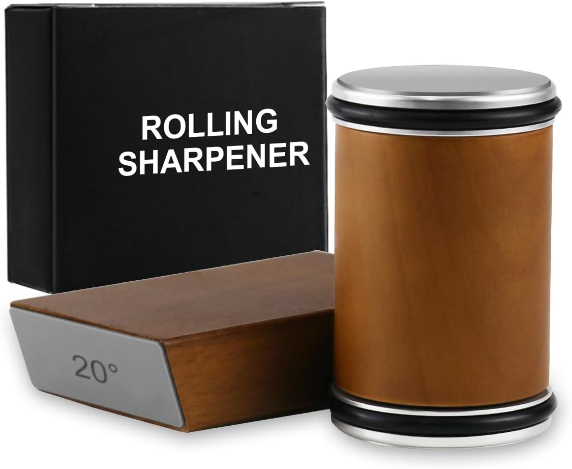 Suevut Rolling Knife Sharpener Kit, Kitchen Knives Tumbler Knife Sharpener, Roller Sharpening System, for All Blade Types, Angle with Rolling Sharpening Discs, for Professional, Home