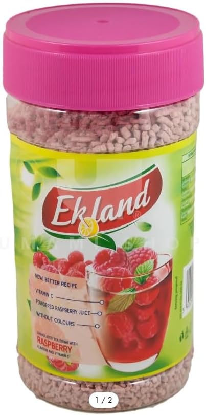 Raspberry Flavour Granulated Instant Tea Drink with Vitamin C, Ekland 350g