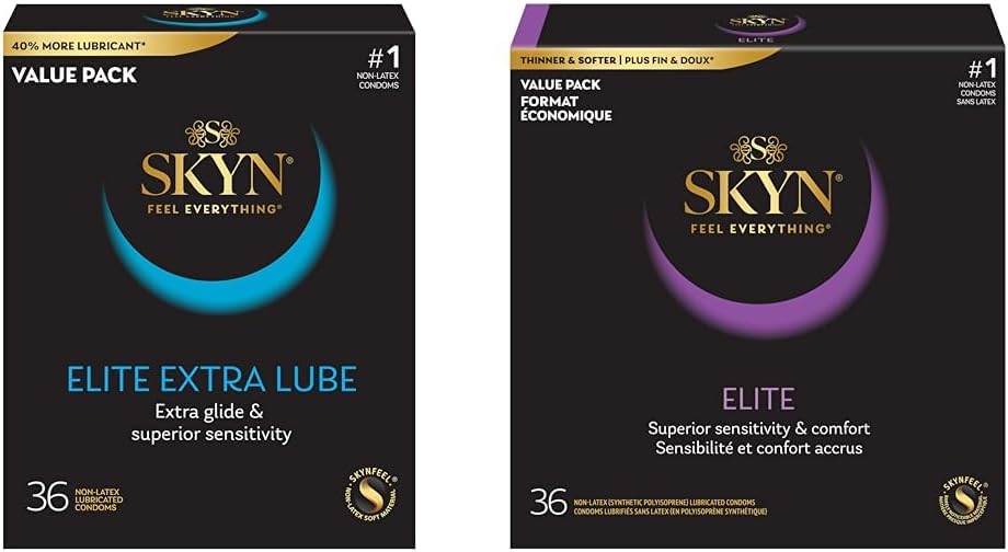 SKYN Elite Extra Lubricated 36 Count and SKYN Elite Ultra-Thin 36 Count Lubricated Latex-Free Condoms