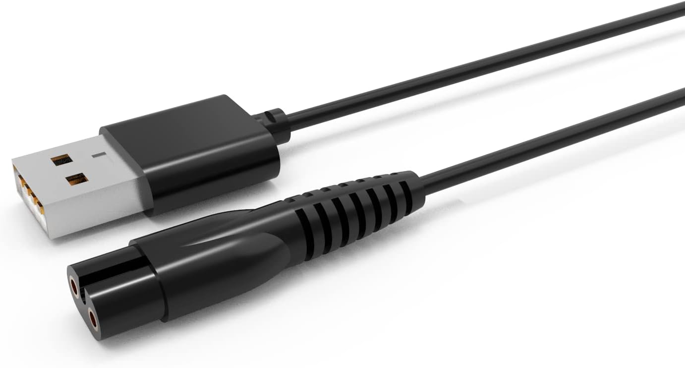 Replacement Charging Cable for SURKER Mens Hair Clippers K7S K7S-Silver K7S-Golden K9S SK-1616 5Ft Charger Cable Power Cord Black