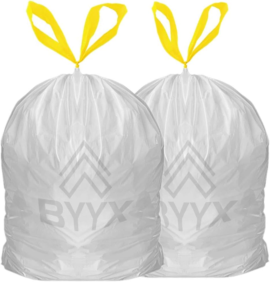 BYYX Pack of 100 Bin Liners 50L Bin Bags Strong Tall Trash Bags White Indoor Garbage Bags for office kitchen bedroom (50L(100 Pack))