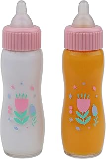 JC Toys Deluxe Disappearing Magic Bottles | Fits All Dolls | Milk and Juice | Butterfly Theme | Ages 2+ , Pink