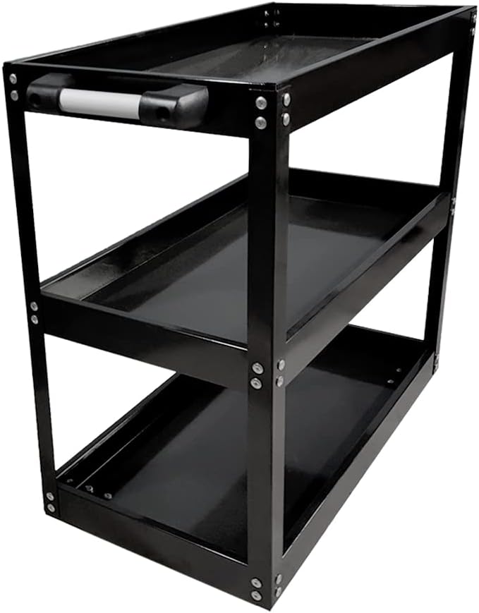 Tool Storage Heavy Duty Durable Garage Trolley Workshop 3 Tier Wheel Cart Shelf HYGRAD®