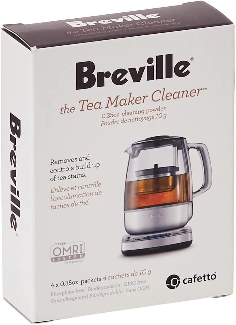 Breville BTM100 Revive Organic Tea Maker Cleaner, Kettle Cleaning Powder, 4 Pack