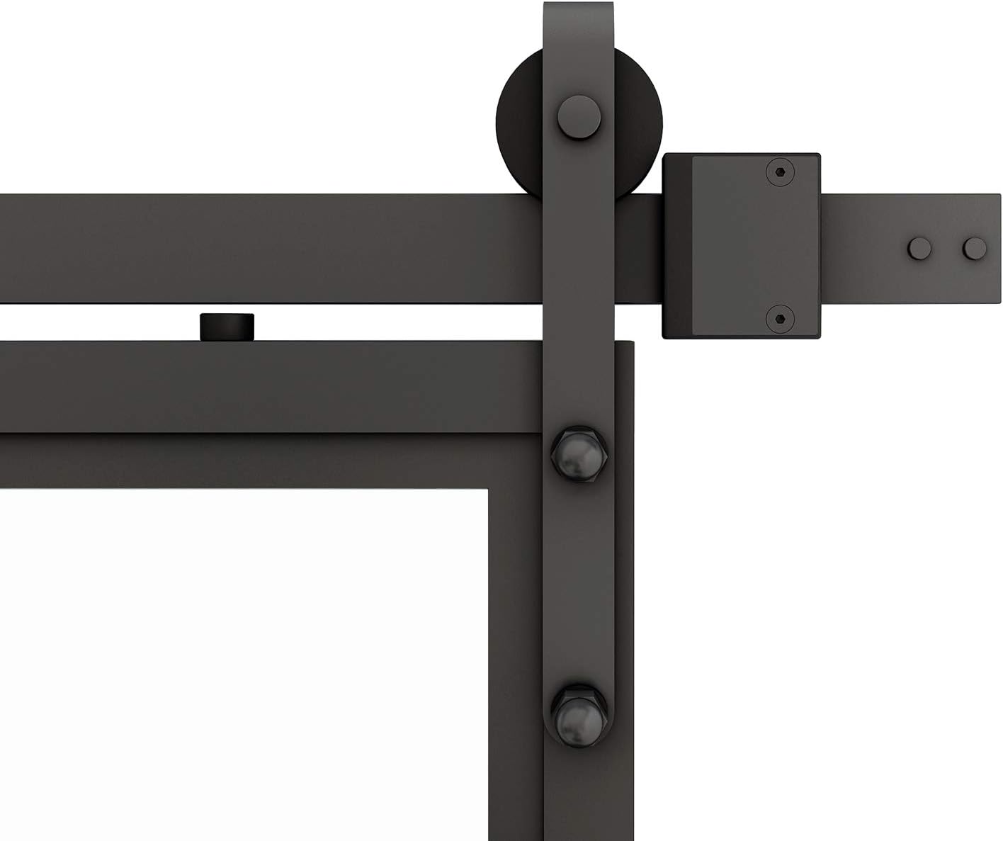 DIYHD 6FT Black Sliding Barn Door Hardware Small Roller Hardware for Double Door System