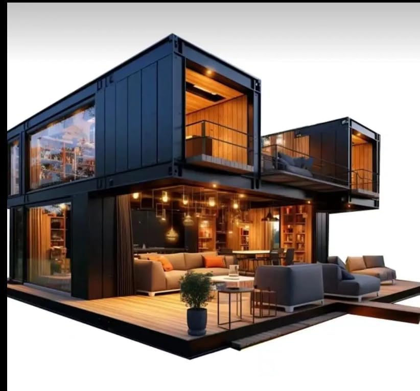 SEQ Double-Story Prefab Modular Home – 40x40 FT Luxury Container House | Weather-Resistant, Rust-Proof Beach House | 1 Bedroom, 1 Bathroom, Kitchen – Movable Guest or Vacation Home