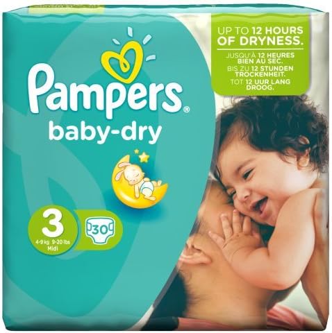 Pampers Baby-Dry Size 3 Midi, 30 Nappies