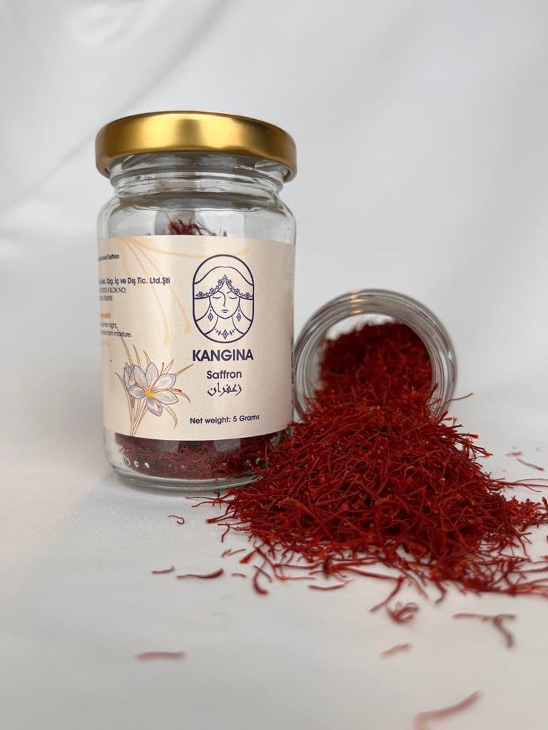 Kangina Premium Grade A All Natural Saffron Sourced From Afghanistan - 5 gram bottle