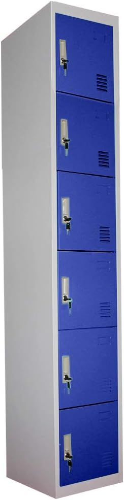 Panana pal Metal Lockers 6 Doors Storage, Metal Lockable Unit Staff School Gym Changing (Navy Blue)