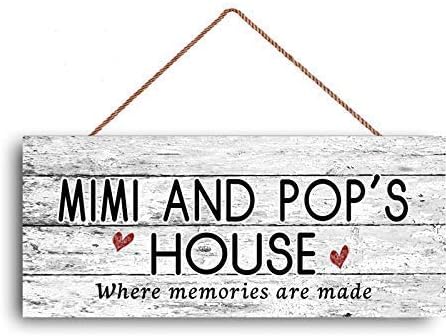 GUQFF 12x6 inch New Sign Mimi and Pop's House Sign, Where Memories are Made, Distressed Style, Gift for Grandparents, Sign